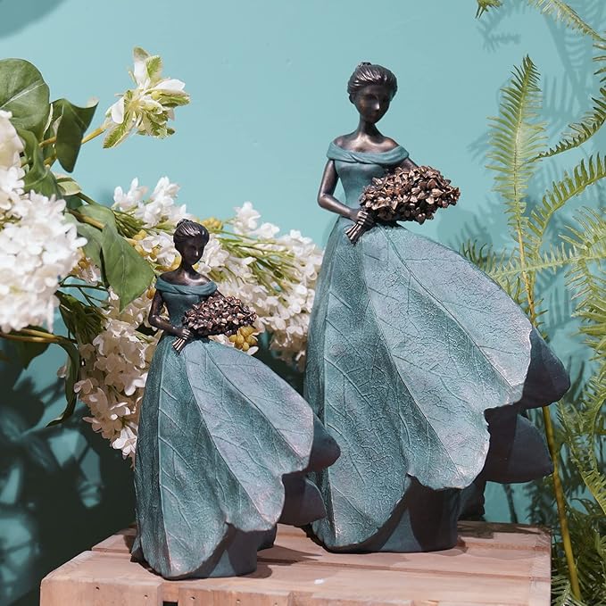 Guichifun Fairy Statue Collection Home Decoration - Leaf Angel Girls Resin Home Garden Patio Decor Memorial Gift for Mom Outside or Inside Outdoor Yard Decorations Figurines 7.5 x 4.5 x 11.5 Inch-Ruum Studio Home