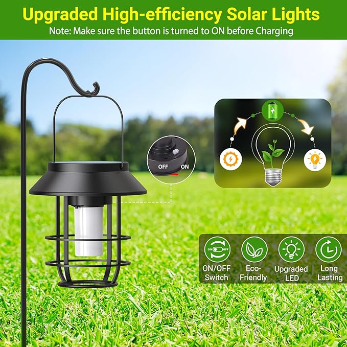 Solar Lanterns Outdoor Waterproof, Upgraded Flickering Flames Hanging Solar Lights for Outside with Wall Hooks, Halloween Decor Retro Metal Outdoor Lanterns Auto On/Off for Patio, Yard Decor-Ruum Studio Home
