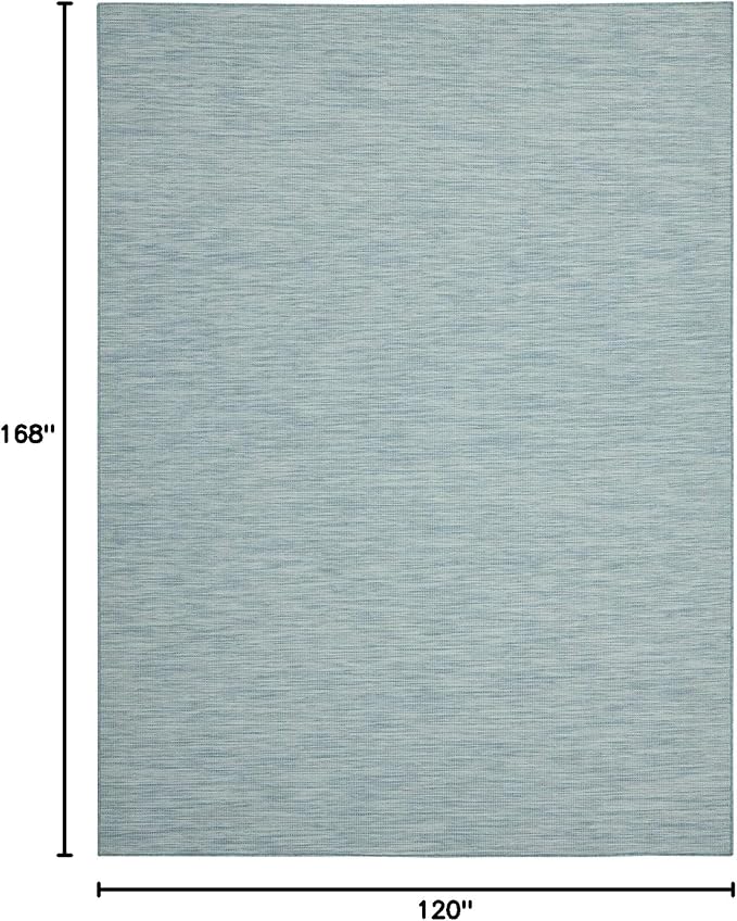 Nourison Positano Indoor/Outdoor Aqua 10' x 14' Area Rug, Easy Cleaning, Non Shedding, Bed Room, Living Room, Dining Room, Backyard, Deck, Patio (10x14)-Ruum Studio Home