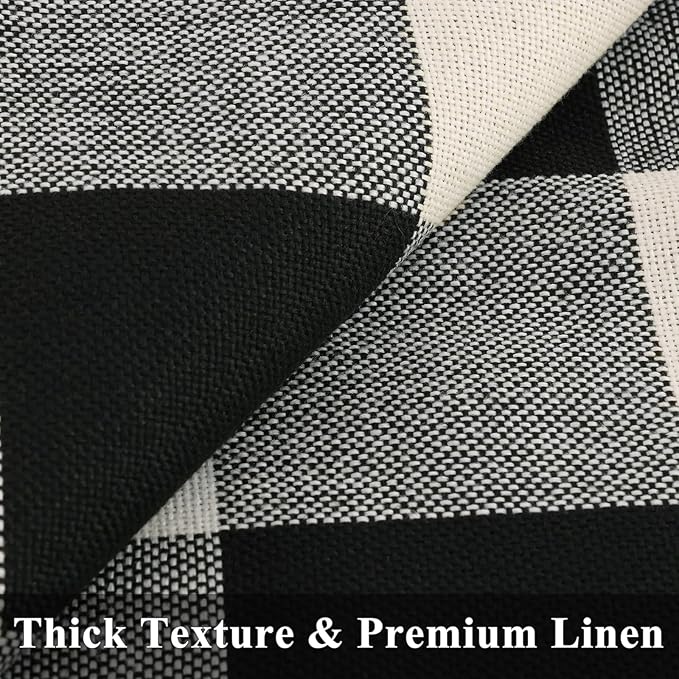 decorUhome Buffalo Plaid Check Throw Pillow Covers 20x20 Set of 2, Outdoor Decorative Farmhouse Neutral Pillow Covers with Stitched Edge for Bed Couch Sofa, Black and White-Ruum Studio Home
