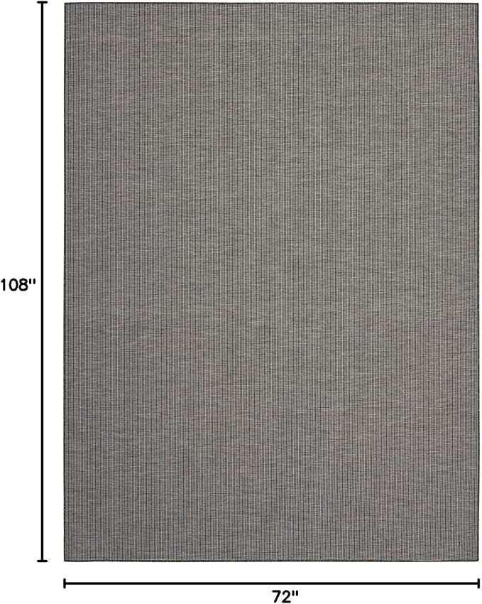 Nourison Positano Indoor-Outdoor Charcoal 6' x 9' Area Rug, Easy Cleaning, Non Shedding, Bed Room, Living Room, Dining Room, Backyard, Deck, Patio (6x9)-Ruum Studio Home