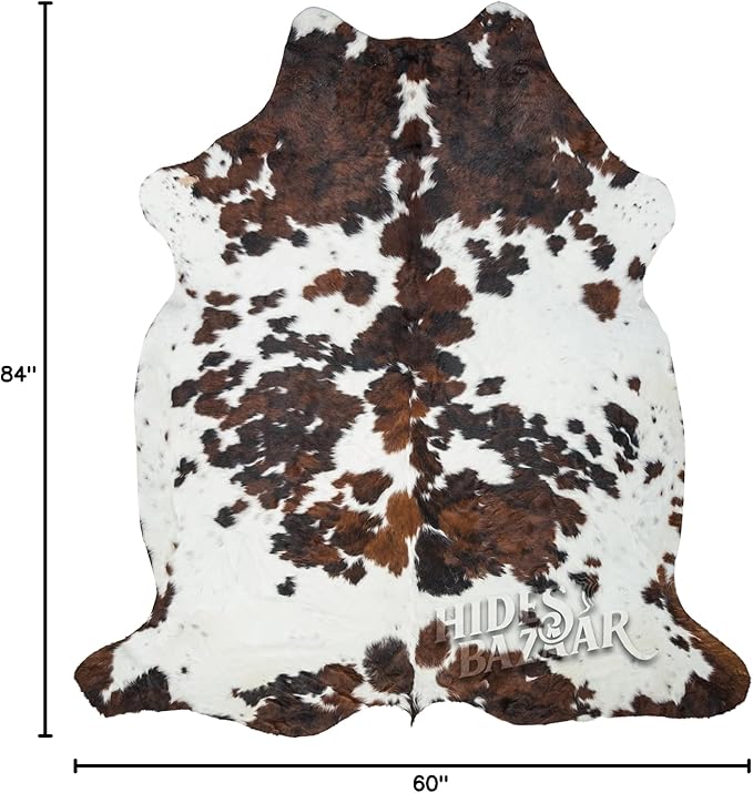 Natural Cowhide Rug for Home & Office Premium Light Tricolor Cowhide Rug with Mixed Brown, Black & White Patterns - Cow Hide Rugs Made with Tanned Leather - Cow Hide Rugs 5x7 ft-Ruum Studio Home