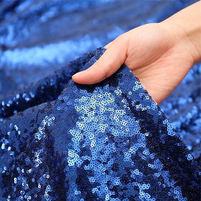 SquarePie Sequin Tablecloth 50 x 72 Inch Navy Blue Sparkly Table Linen for Wedding Party-Ruum Studio Home