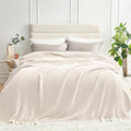 Snuggle Sac Queen Size Oversized Super Soft Bed Blanket - Warm & Cozy Knit Fuzzy Microfiber Blankets in Heather Ivory, 90 x 90-Ruum Studio Home