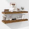 Fun Memories Floating Shelves - 2 Pack 12 Inch Rustic Wooden Wall Shelves - Extra Deeper & Thicker Wall Mounted Storage Shelf for Living Room, Kitchen, Farmhouse - 36" W x 12" D x 1.8" H - Brown-Ruum Studio Home