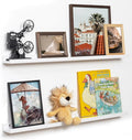 Fun Memories Picture Ledge Shelf, 36 Inch Floating Shelves Set of 2, Nursery Book Shelves for Toys Storage, Kids Bookshelf Wall Mounted for Wall Decor Books Photo Frames, White-Ruum Studio Home