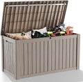 DRATO 150 Gallon Outdoor Storage Box, Large Waterproof Deck Box, Lockable Resin Storage Container with Reinforced Support for Patio Cushions, Garden Tools, UV-Resistant Outdoor Chest-Ruum Studio Home