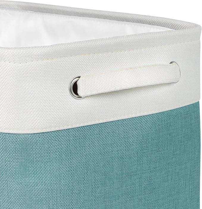 Kntiwiwo Foldable Storage Bins 15" x 10" x 9.5" Fabric Storage Basket Cube with Handles Large Linen Closet Organizer Bins for Organizing Shelf Home, Set of 3, Teal-Ruum Studio Home