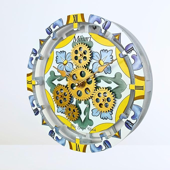 The Gears Clock Wall Clock Italy Collection with Moving Gears (Minori, 10 inch Round)-Ruum Studio Home