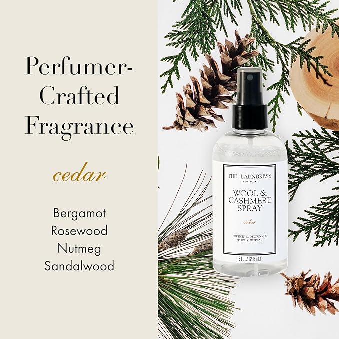 The Laundress Wool and Cashmere Fabric Spray, Wool Dewrinkle Spray, Upholstery and Linen Spray, Fabric Refresher, Cedar Scent, 8 Fl Oz-Ruum Studio Home