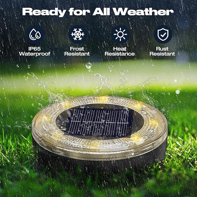 Mini Solar Ground Lights, 12 Pack Solar Lights Outdoor Waterproof, Upgraded LED Flat Landscape Lighting for Outside Pathway Garden Patio Yard Driveway,Warm White-Ruum Studio Home
