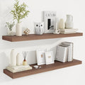 Fun Memories 40" Rustic Wood Floating Shelves with Invisible Brackets for Storage & Decor, Deep Wall Mounted Shelves for Bathroom, Kitchen, Living Room (Walnut, Set of 2)-Ruum Studio Home