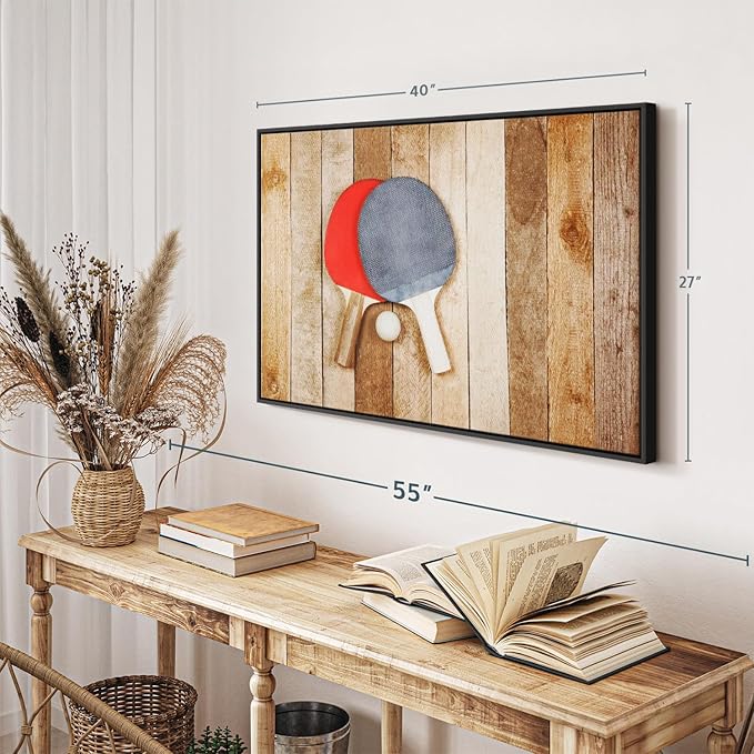 ElephantStock Ping Pong Wall Art - Horizontal Framed Canvas - 1-Piece Living Room Wall Decor - Photography Canvas Print - Brown and Red Decor for Wall - 40" X 27"-Ruum Studio Home