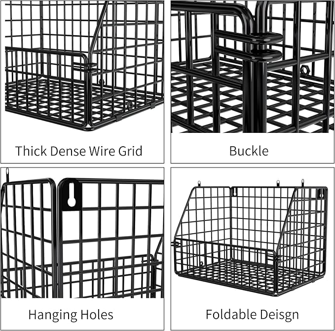 Stackable Wire Storage Baskets for Kitchen Closet Pantry, Hanging Closet Organizers Storage Shelves Organization, Wall Mount Metal Basket Bins, Clothing Vegetable & Fruit Organizer 3 pcs-Ruum Studio Home