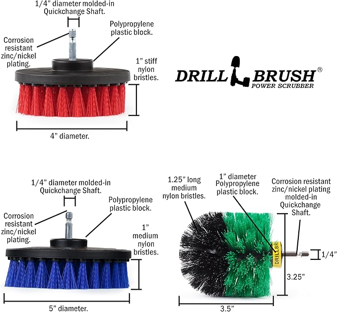 Variety Multi-Pack Drill Brush Attachments for Cleaning Car, Truck, Carpet, Boat, Bathroom, Kitchen, Grill, Griddle - Drill Brush for Car Detailing Kit - Grill Cleaning Kit - Grilling Accessories-Ruum Studio Home