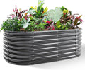 Land Guard Galvanized Planter Raised Beds, 6×3×2ft Galvanized Water Trough, Keyhole Raised Garden Bed Metal (Dark Gray)-Ruum Studio Home