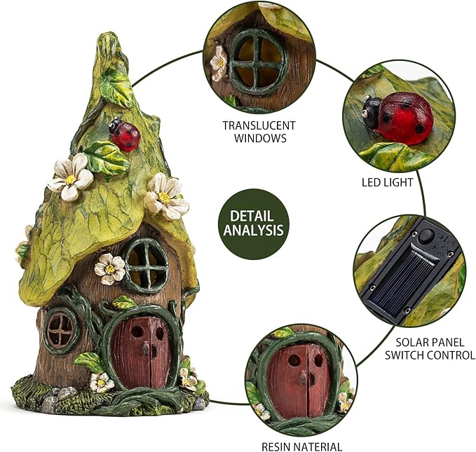 Garden Decor Outdoor Solar Statues, 9.4Inch Resin Fairy Garden Solar Lights Birthday Gifts for Women Yard Decorations, Gardening Gifts for Patio, Balcony, Porch Decor-Ruum Studio Home