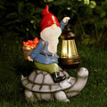 Gnome and Turtle Garden Decor, Large Outdoor Garden Sculptures & Statues, Outside Patio Yard Lawn Decorations, Housewarming for Women, Mom, Grandma with Solar Lantern-Ruum Studio Home
