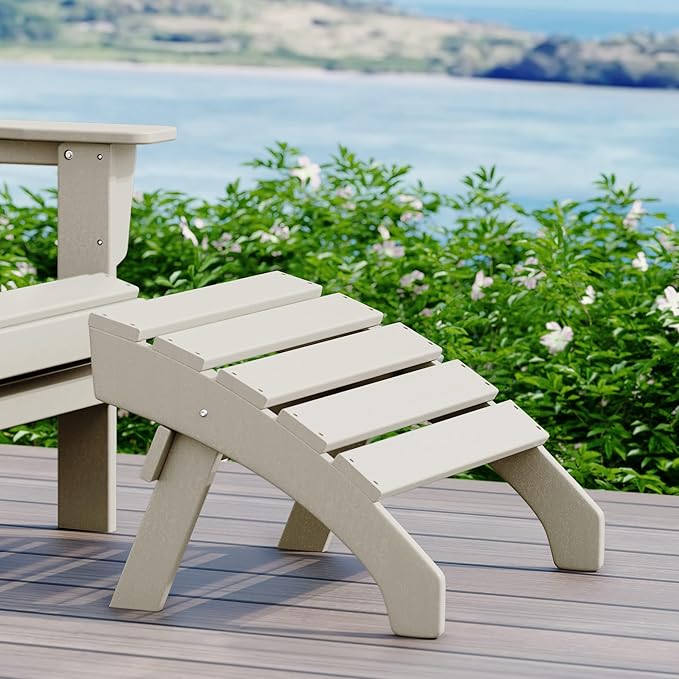 WestinTrends Dylan Outdoor Patio HDPE Adirondack Ottoman Footrest, Sand-Ruum Studio Home