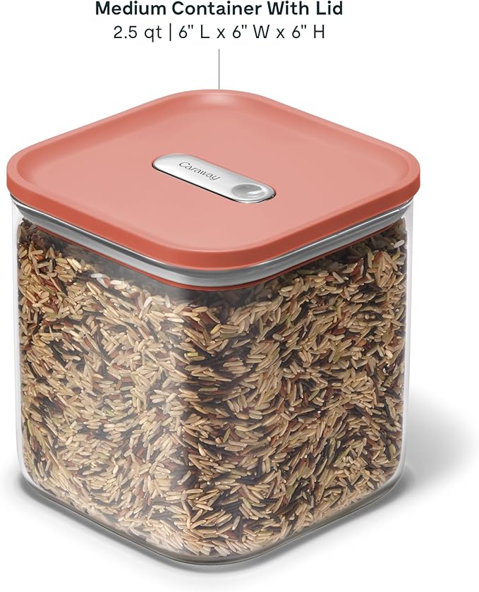 Caraway 2.5qt Glass Airtight Food Storage Container with Lid – Non-Toxic, BPA-Free Kitchen Storage Container – Stackable, Space-Saving Airtight Container for Dry Goods and More - Perracotta-Ruum Studio Home