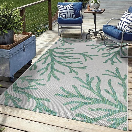 Keen Home Design Terrace Outdoor Area Rug - 5x8 Washable Indoor/Outdoor Rug for Patio, Kitchen, Balcony, Beach, Garden, Deck and Porch, Size: 5'3"x7'7"-Ruum Studio Home