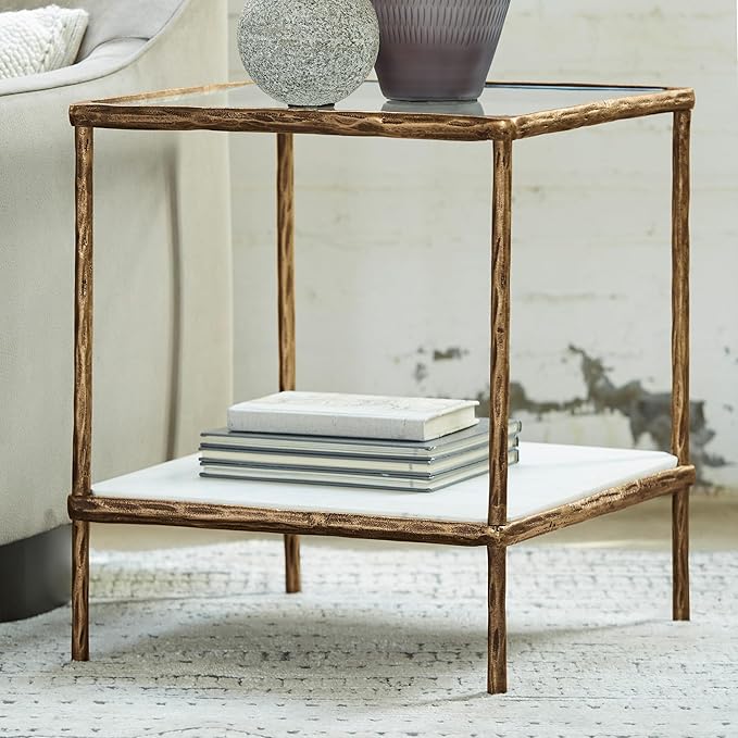 Signature Design by Ashley Ryandale Contemporary Accent Table, Antique Brass Finish-Ruum Studio Home