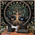 Lunerfex Tree of Life Tapastry Sun and Moon Tapastry Flower Boho Tree Mandala Wall Hanging for Bedroom and Living Room Decor Green Tree 36×48 Inches-Ruum Studio Home