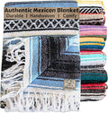 Del Mex Classic Mexican Blanket, Large Authentic Woven Falsa Throw (70"x50"), Artisan Southwest Décor for Beach, Yoga, Outdoors (Light Blue)-Ruum Studio Home