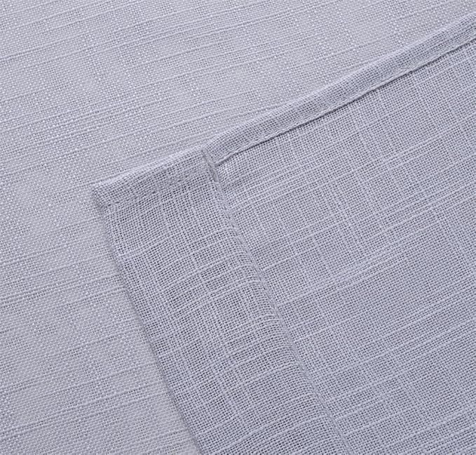 MIUCO Semi Sheer Curtains Poly Linen Textured Solid Grommet Curtains 84 Inches Long for Nursery 2 Panels (2 x 37 Wide x 84" Long) Silver-Ruum Studio Home