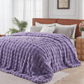 Lotus Karen Faux Fur Throw Blanket Purple - Big Bubble Rabbit Fluff King Blankets for The Bed,Softest Fluffy Fuzzy Cozy Blanket,Thick Furry Plush Shaggy Warm Blankets for Women,108x90 Inches-Ruum Studio Home