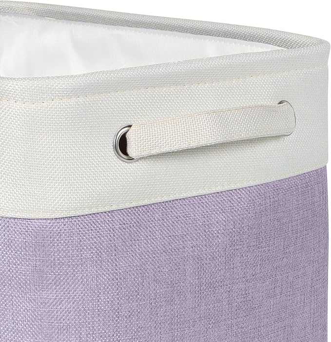 Kntiwiwo Foldable Storage Bins 15" x 10" x 9.5" Fabric Storage Basket Cube with Handles Large Linen Closet Organizer Bins for Organizing Shelf Home, Set of 3, Purple-Ruum Studio Home