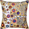Decorative Pillow Cover Tree of Life Yellow Gold Pillows Botanical Yellows Throw Pillowcase for Couch | Mid Century Pillows for Sofa | Hand Embroidered Cushions Wool 18x18-Ruum Studio Home