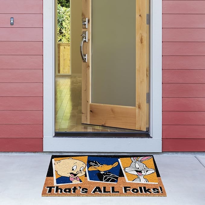 Gertmenian Looney Tunes Coir Doormat - 2x3 Welcome Mat (2-Pack), Ideal for High Traffic Areas in Front Door, Garage, Entryway - Warner Bros. Doc/Folks, 80029-Ruum Studio Home