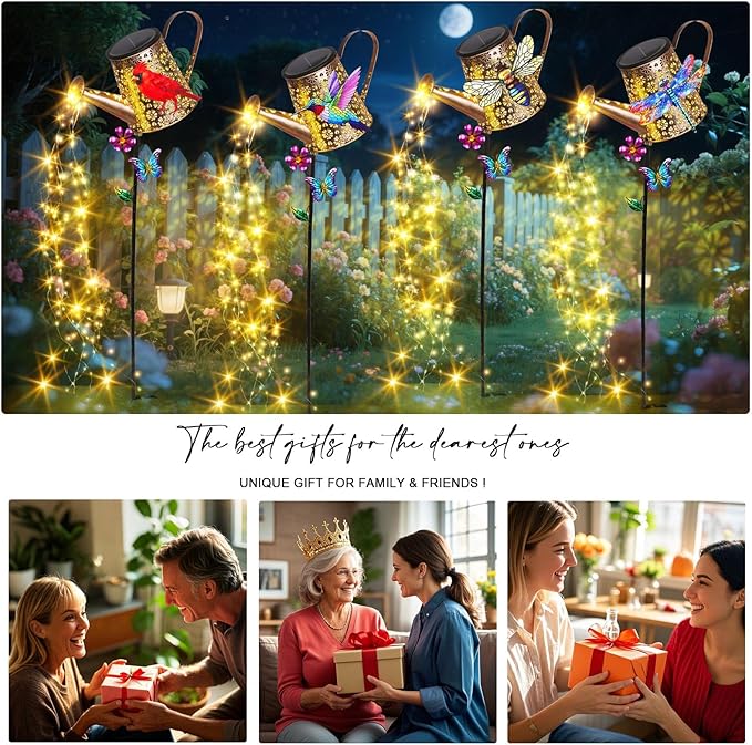 Solar Lights Outdoor Decorative, 39.4'' Metal Solar Watering Can Lights with Bee, Waterproof Garden Stake for Yard Lawn Patio Pathway Landscape, Gardening Gifts for Mom Grandma Women-Ruum Studio Home