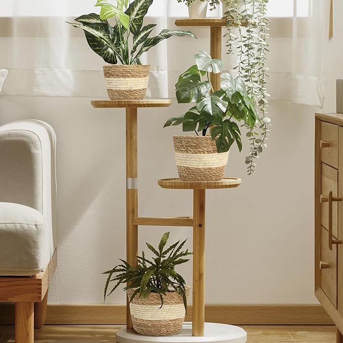 Athaliah Plant Basket, 3 PCS Plant Baskets Indoor with Plastic Liner, Water Hyacinth and Corn Stalk Woven Planters Flower Basket, Planter Basket for Rustic Home Floor Potted Pots Decor-Ruum Studio Home
