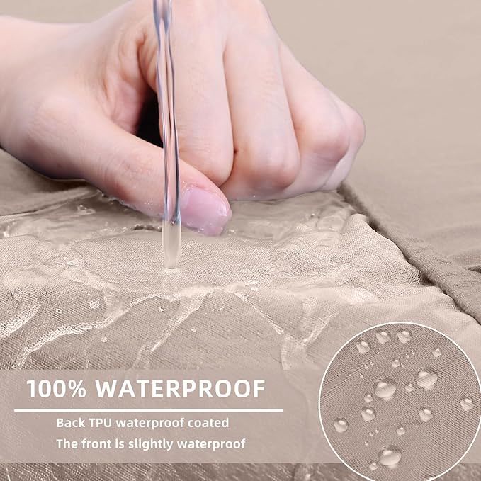 hyha Waterproof Couch Cushion Covers, Stretch Sofa Couch Seat Slipcover for Dog Washable, Non-Slip Waterproof Outdoor Cushion Covers for Patio Furniture Replacement (2 Pieces, Taupe)-Ruum Studio Home