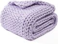 YnM Chunky Throw Blanket, Medium-Weight, Hand Knitted, Skin Friendly, Ventilated and Breathable, Machine Washable, Home Décor Piece for Couch, Sofa and Bed (Iris Lavender, 40x50 Inch)-Ruum Studio Home