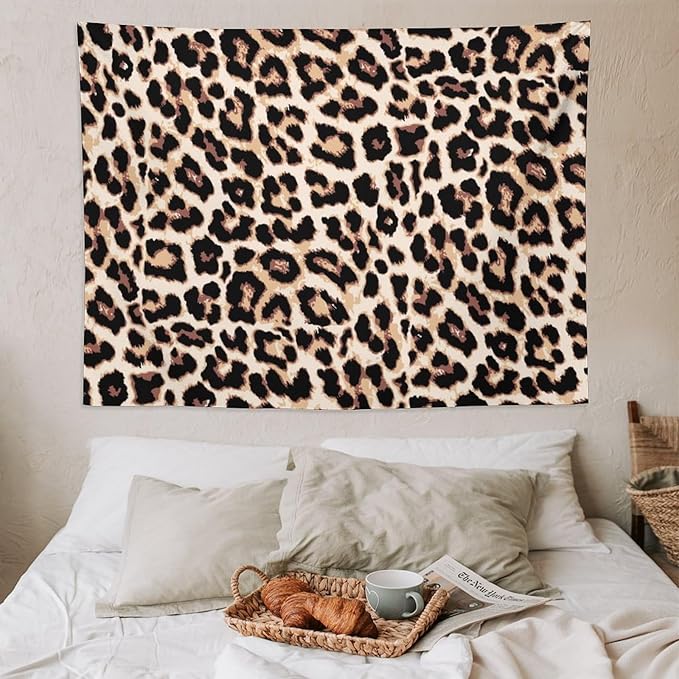 HZOHNAGO Leopard Print Tapestry Rustic Brown Leopard Wild Animal Printed Wall Tapestry Painting Wall Hanging for Bedroom Living Room Dorm 80" W x 60" H-Ruum Studio Home