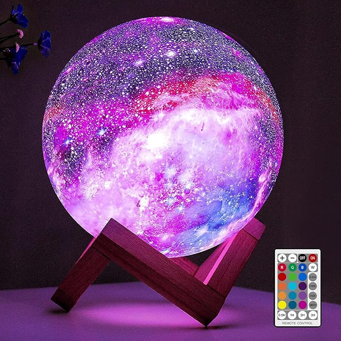 BRIGHTWORLD Moon Lamp Galaxy Lamp 5.9 inch 16 Colors LED 3D Moon Light, Remote & Touch Control Moon Night Light Gifts for Girls Boys Kids Women Birthday-Ruum Studio Home