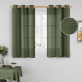 LAMIT Semi Sheer Linen Curtains 48 Inch Length, Light Filtering Panels Bronze Grommet Boho Neutral Christams Window Drapes for Kitchen/Short Windows/Cafe, Olive Green, 34 x 48 Inch, 2 Panels-Ruum Studio Home