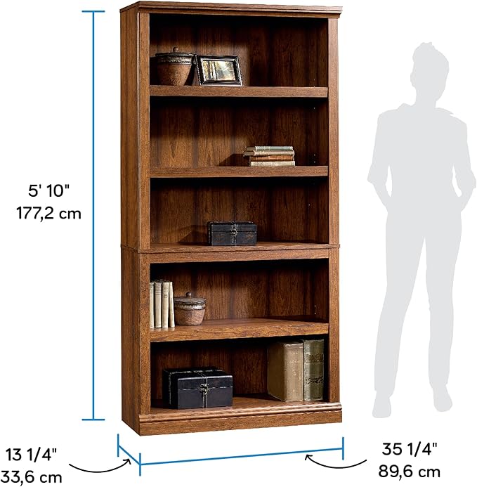 Sauder Miscellaneous Storage 5-Shelf Bookcase/ Book shelf, Washington Cherry finish-Ruum Studio Home