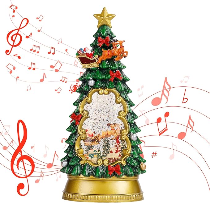 Christmas Snow Globes,with Musical and 6 Hour Timer,Snow Globes Lights, Christmas Indoor Decorations, Christmas Tree Decorations,USB & Battery Powered,Christmas Christmas Santa Claus-Ruum Studio Home