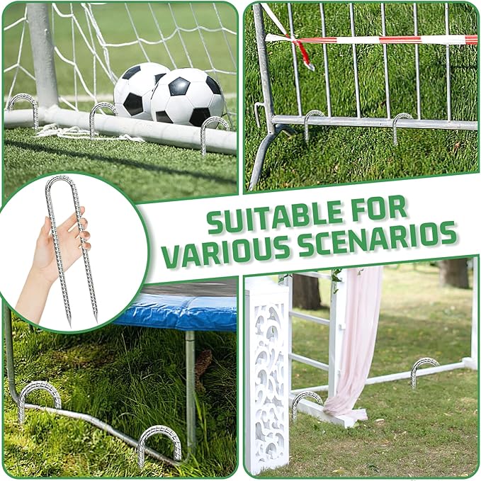 Rebar-Stakes-12-Inch, Ground Stakes Heavy Duty U-Hook Galvanized Anti-Rust Tent Stakes Heavy Duty Ground Anchors for Garden Dog Fence Chicken Coop Christmas Decorations Deer Fence 16pcs-Ruum Studio Home
