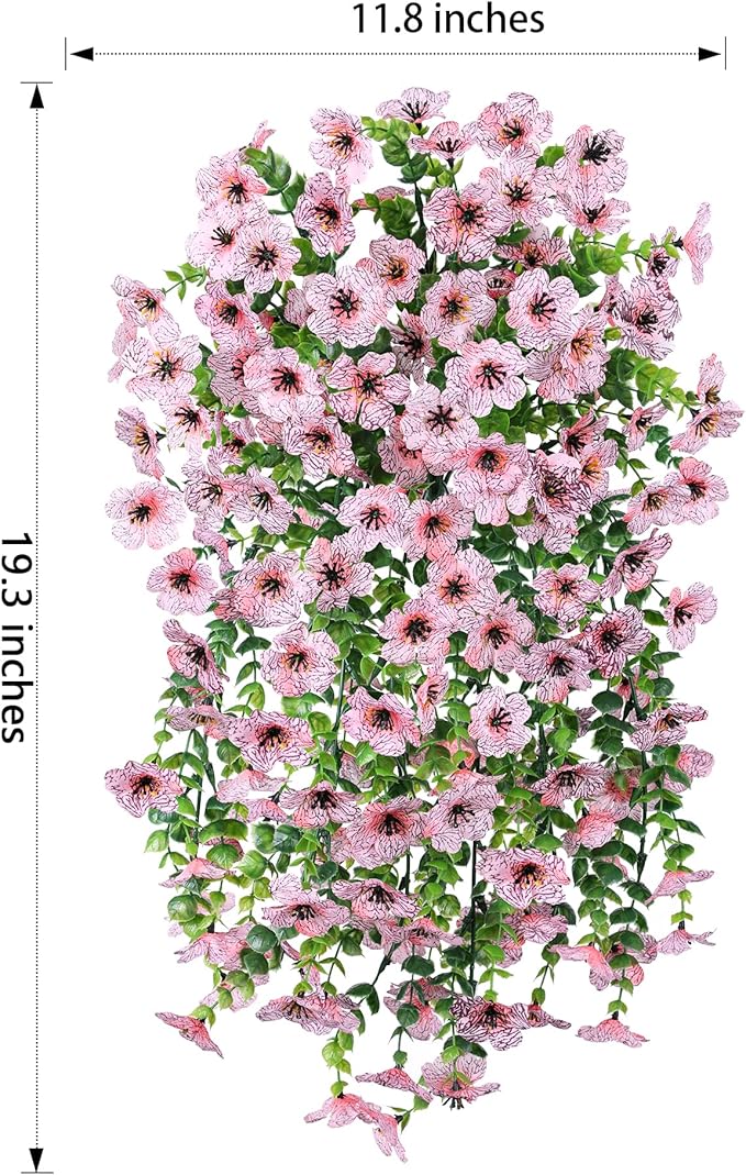 Artificial Faux Outdoor Outside Flowers Plants, 2 PCS Fake Silk UV Resistant Look Real Pink Daisy Trailing Vines for Front Door Porch Planter Urn Patio Balcony Decoration-Ruum Studio Home