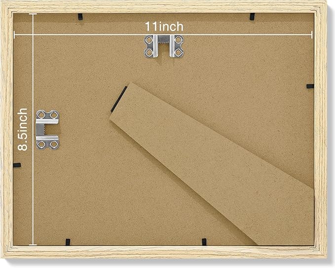 Vittanly 8.5x11 Picture Frames Set of 9, Shatter Resistant Plexiglass, Display 6x8 Pictures with Mat or 8.5x11 without Mat, Photo Frames for Wall or Tabletop, Engineered Wood, OAK-Ruum Studio Home