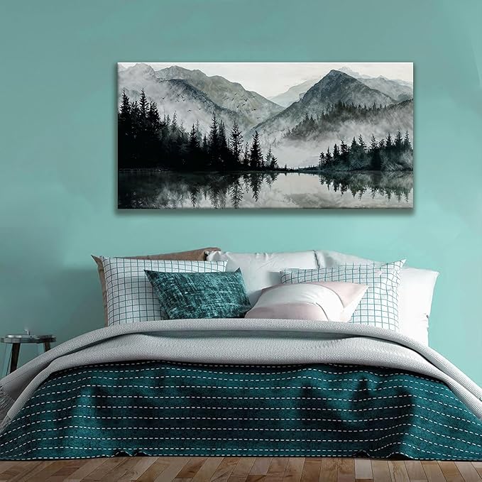 TAIJXAGSG Canvas Art Wall Decor Paintings Art Prints Modern Wall Art For Living Room Decorations Mountain Lake View Landscape Artwork Wall Bedroom Kitchen Office Home Wall Decor Artwork 24"×48"-Ruum Studio Home