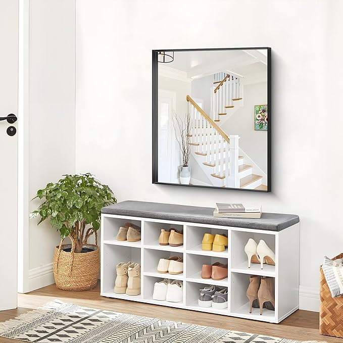 Black Bathroom Mirror, 30x36 Inch Rectangular Framed Mirror, Large Wall Mounted Bathroom Vanity Mirror Over Sink for Bedroom,Restroom, Living Room, Hangs Vertically or Horizontally-Ruum Studio Home