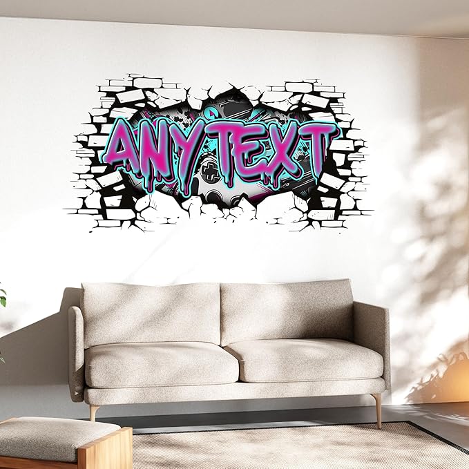 Personalized Gamer Name Decal Graffiti Wall Art Custom Personalized Boys Room Stickers Decals and Stickers for Nursery, Room Decor, Peel & Stick Name Decals for Walls-Ruum Studio Home