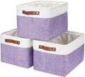 Storage Bins Large Fabric Storage Baskets for Shelves 3 Pack, Decorative Linen Closet Baskets with Handles for Organizing, Shelf, Clothes, Home, Office, 15x11x9.5Inches (Purple&White)-Ruum Studio Home