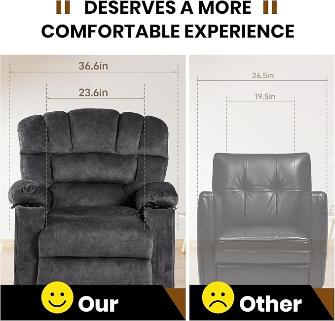 Recliner Chair Manual Modern Ergonomic Lounge Single Sofa Seat Living Room Lounge Recliners on Clearance Foam Filling-Ruum Studio Home